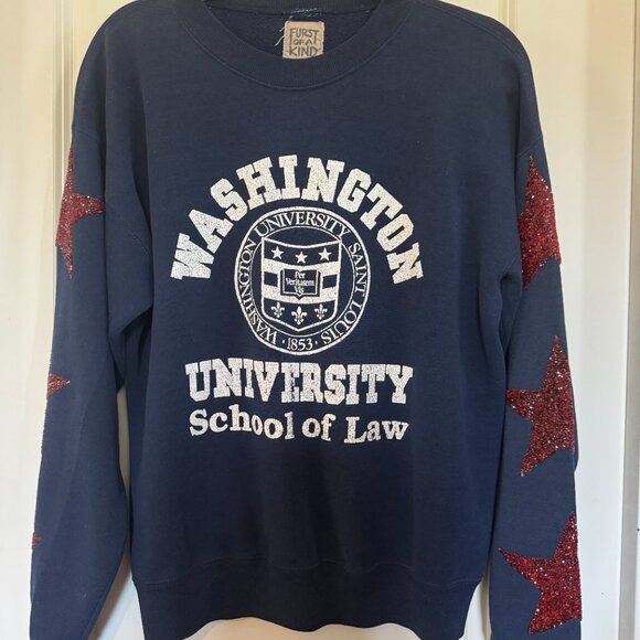 Washington University Vintage sweatshirt embellished with Red Glitter Stars - Picture 2 of 9